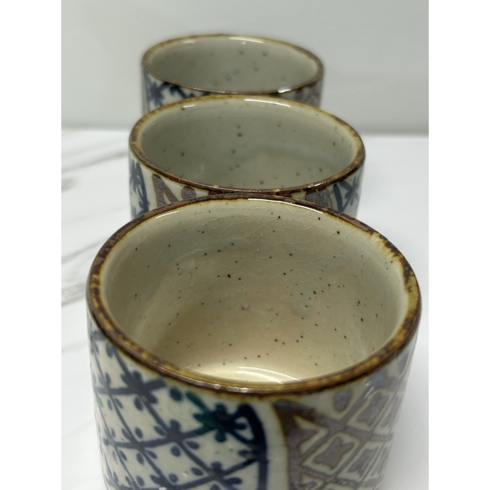 3 Vintage Takahashi San Francisco Japanese Small Pottery Tea Cup - Picture 8 of 8